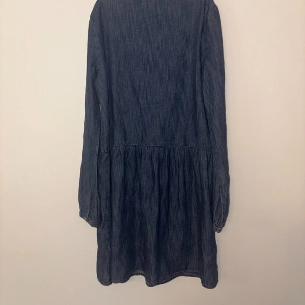NEW NWT Girls Gap Long Sleeve Denim Ruffle Chambray Dress size Large